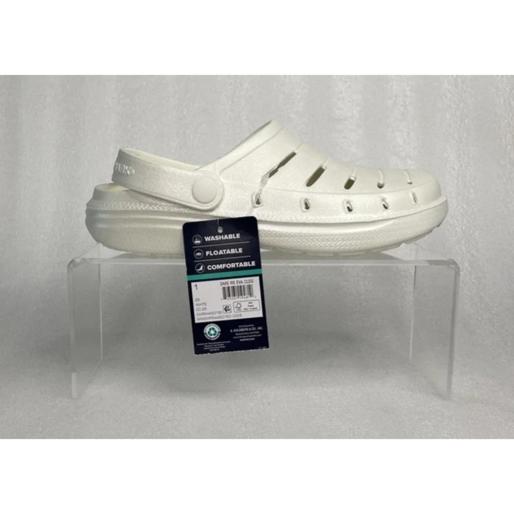 Rugged Shark Eva White Pearl Clogs Slip on Sandals Girls Size 1 NEW